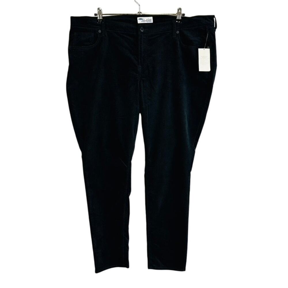 New Old Navy Womans Plus Sz 20 Skinny Pants Wine Black Rockstar Velvet Stretch